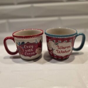2 Pioneer Woman Wishful Winter Mugs Warm Wishes &‎ Cozy With Cocoa